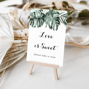 Poster Placa de Amor Floral Branco de Verdura Tropical é 
