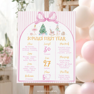 Poster Placa de aniversário com arco rosa de inverno do Q