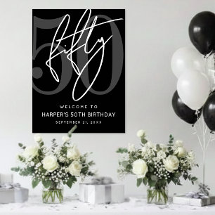 Poster Placa de Aniversário de 50 Anos Preta