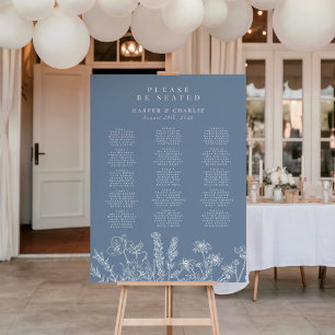 Poster Placa de Assentos de Casamento com Vinca e Flores 