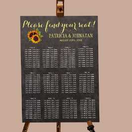 Poster Placa de assentos de casamentos de girassóis russo