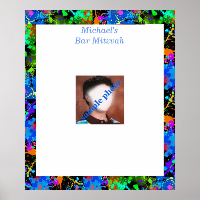 Poster Placa de Assinatura de Foto de Bar Mitzvah (Frente)