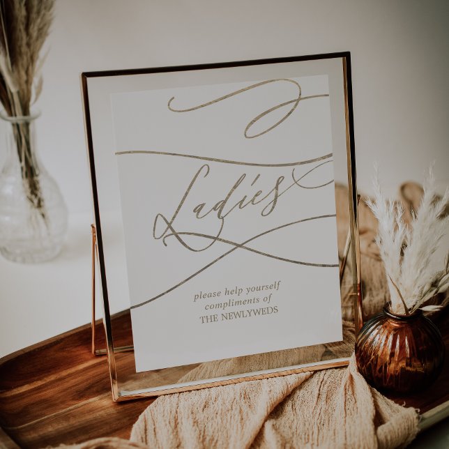 Poster Placa de Banheiro Feminino de Caligrafia Romântica (Criador carregado)