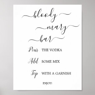 Poster Placa de Bar Bloody Mary com Caligrafia Preta