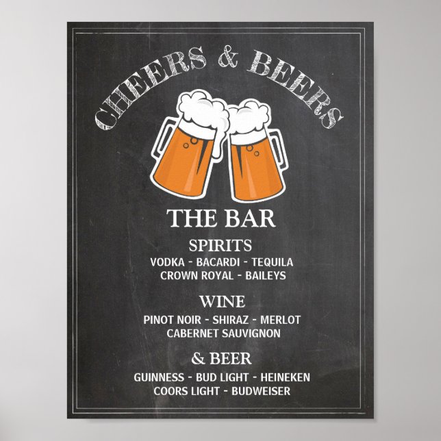 Póster Placa de Bar Cheers Beers Cartaz de Recepção de Ca (Frente)