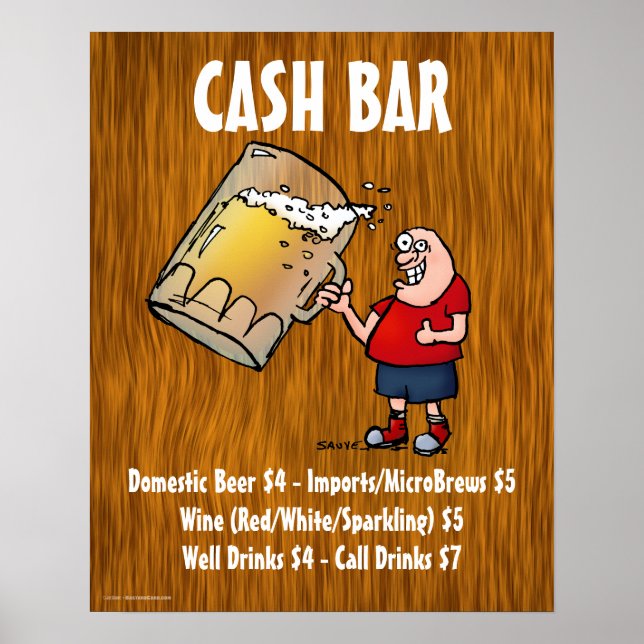 Poster Placa de Bar de Caixa com Cara Engraçado em Fundo  (Frente)