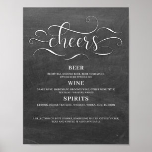 Poster Placa de Bar de Casamento Cheers Quadro Negro