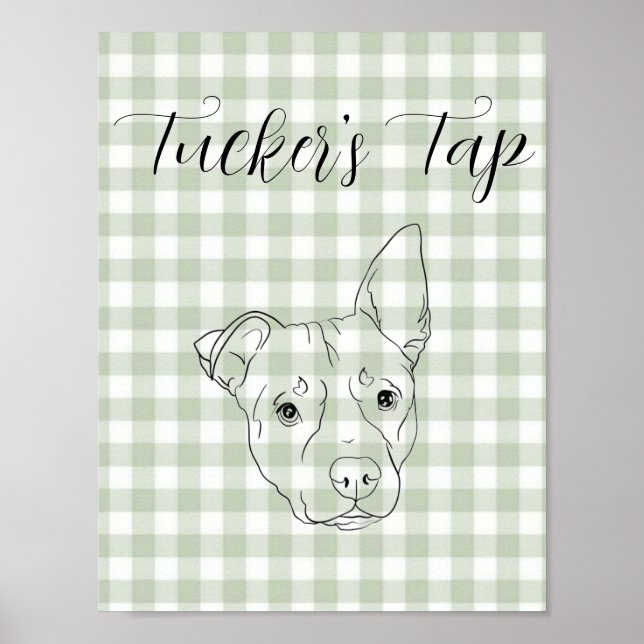 Poster Placa de bar de casamento com cachorro  (Frente)