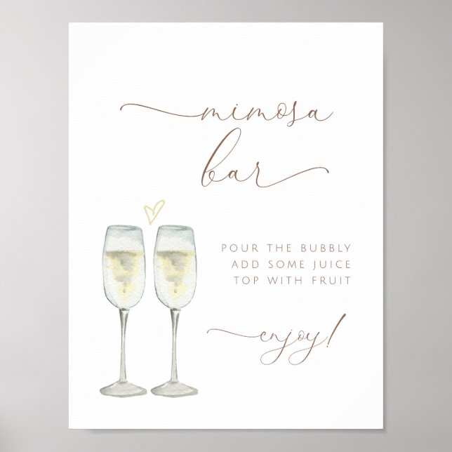 Poster Placa de Bar de Mimosa para Brunch e Espumante (Frente)