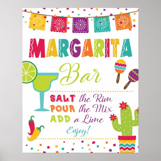 Poster Placa de Bar Margarita - Festa - Fundo Branco (Frente)