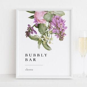 Poster Placa de Barra de Bebidas Espumantes para Chá de N