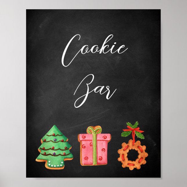 Poster Placa de Barra de Biscoito de Natal de Quadro Negr (Frente)