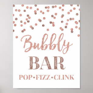 Poster Placa de barra de bolhas em confete dourado rosa