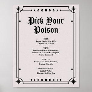 Poster Placa de barra de casamento de Halloween sombrio e