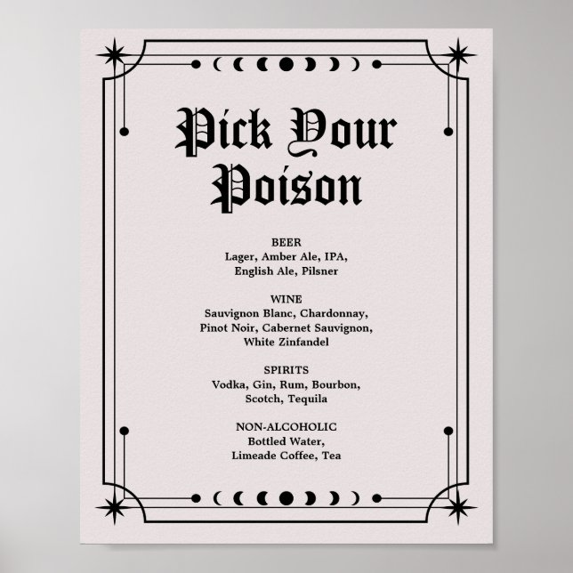 Poster Placa de barra de casamento de Halloween sombrio e (Frente)