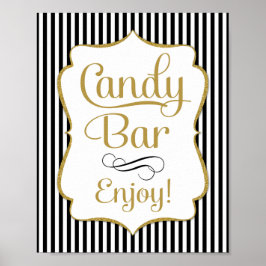 Póster Placa de Barra de Chocolate Preto Buffet Ouro