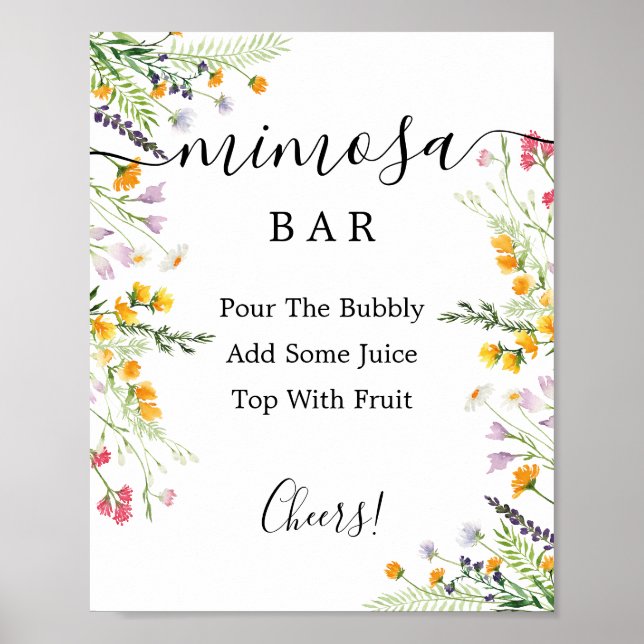 Poster Placa de barra de Mimosa de flores silvestres (Frente)