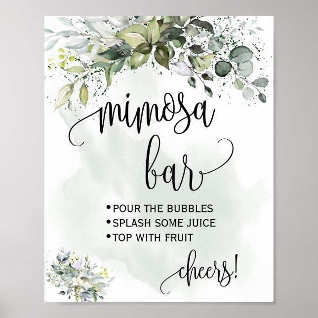 Poster Placa de barra de Mimosa para chá de noiva de casa (Frente)