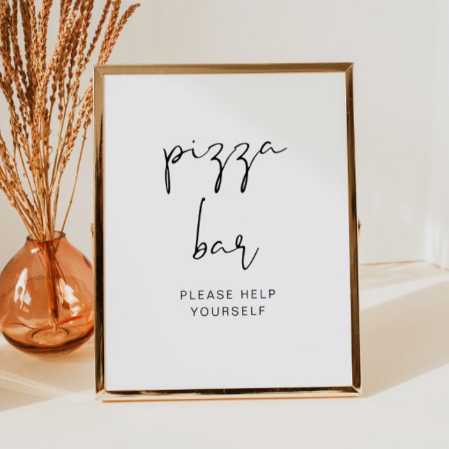 Poster Placa de Barra de Pizza, Estação de Comida Minimal (Criador carregado)