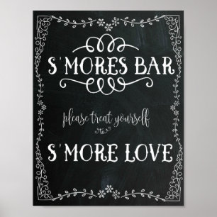 Poster Placa de Barra de S'Mores Decoração de Casamento P