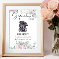 Placa de bebida característica do cão Pug