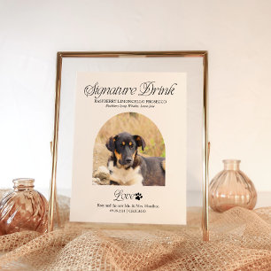 Poster Placa de Bebida de Assinatura de Casamento de Pet