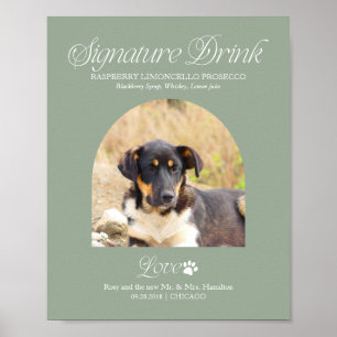 Poster Placa de Bebida de Assinatura de Casamento de Pet