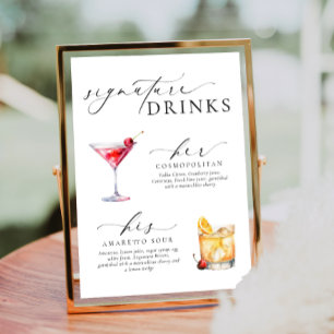 Poster Placa de Bebidas com Assinatura Minimalista Modern