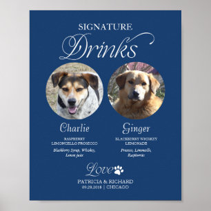 Poster Placa de Bebidas com Foto e Assinatura de Casament