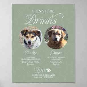 Poster Placa de Bebidas com Foto e Assinatura de Casament