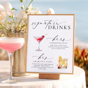 Poster Placa de Bebidas com Selo de Minimalismo Moderno E