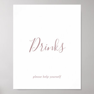 Poster Placa de Bebidas em Dourado Rosado Minimalista