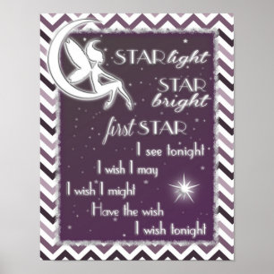 Póster Placa de Berçário Estrela Brilhante Estrela