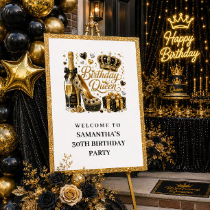 Poster Placa de Boas-Vindas à Rainha de Aniversário Glam