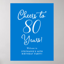 Placa de Boas-Vindas Aniversário 80 Anos Azul