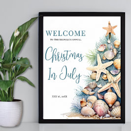 Poster Placa de Boas-Vindas ao Natal na Praia é Julho