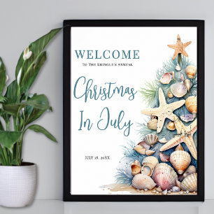 Poster Placa de Boas-Vindas ao Natal na Praia é Julho
