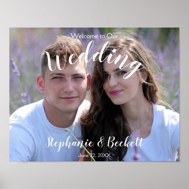 Poster Placa de Boas-Vindas ao Nosso Casamento com Foto (Frente)