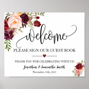 Poster Placa de boas-vindas ao nosso livro de visitas cas