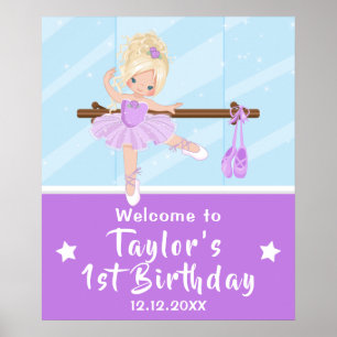 Poster Placa de Boas-Vindas Bailarina de Cabelo Loiro Tut