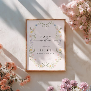 Poster Placa de Boas Vindas Bebê em Flor