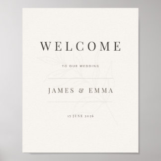 Poster Placa de Boas-Vindas Botânica Minimalista | Branco