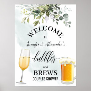 Poster Placa de Boas-Vindas com Bolhas e Cervejas