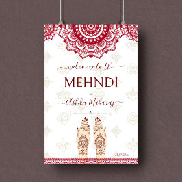 Poster Placa de boas-vindas com mandalas marrom em casame