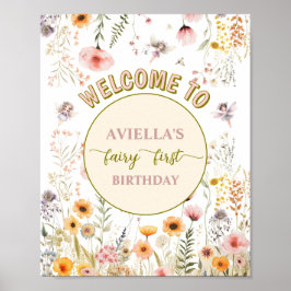 Poster Placa de boas-vindas da fada das flores silvestres