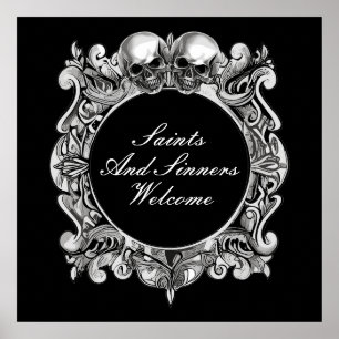 Poster Placa de Boas-Vindas da Festa de Halloween Saints 