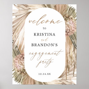 Poster Placa de Boas-Vindas da Festa de Noivado com Grama