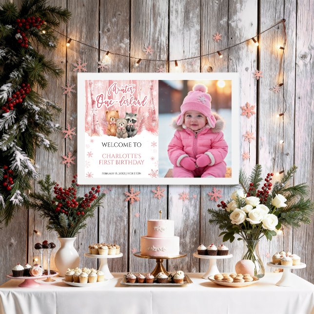 Poster Placa de Boas-Vindas da Primeira Foto Rosa Winter  (Criador carregado)