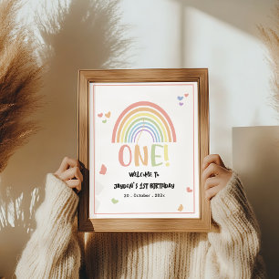 Poster Placa de Boas-Vindas de 1º Aniversário Cute Pastel