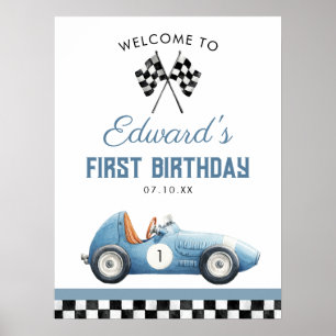 Poster Placa de Boas-Vindas de 1º Aniversário do Carro de
